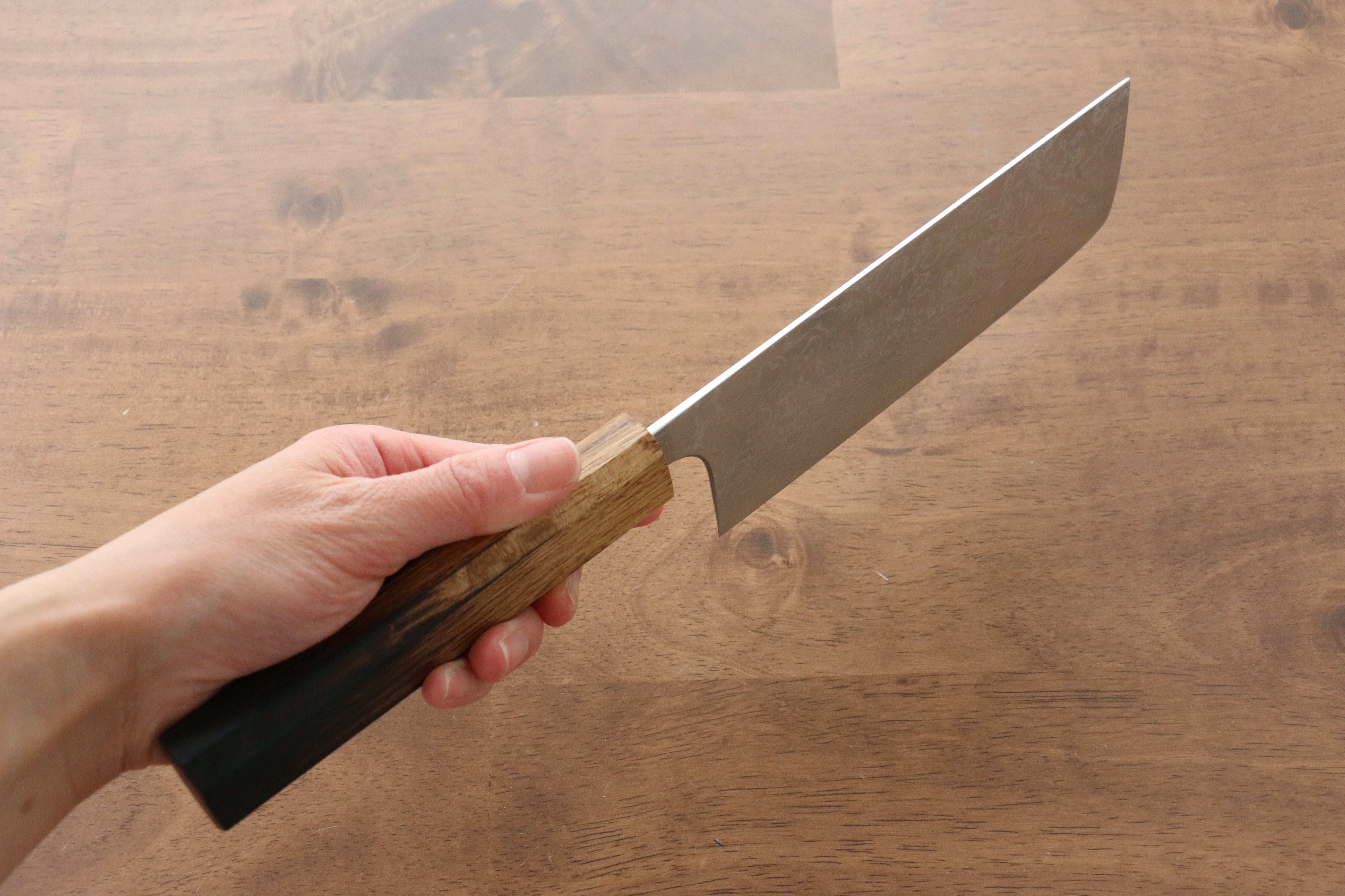Anryu VG10 Migaki Finished Damascus Nakiri 165mm Burnt Oak Handle - Seisuke Knife
