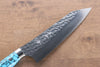 Yu Kurosaki Senko SG2 Hammered Santoku 170mm Turquoise Handle - Seisuke Knife - Slide 3