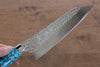 Yu Kurosaki Senko SG2 Hammered Santoku 170mm Turquoise Handle - Seisuke Knife - Slide 4