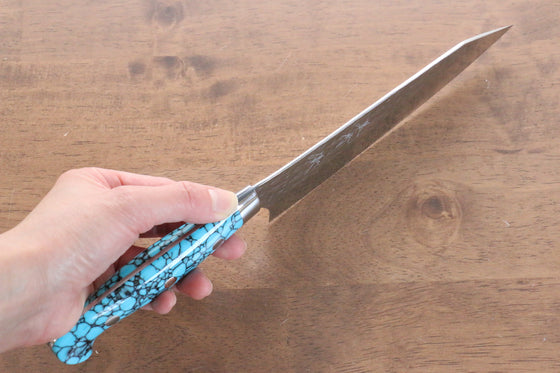 Yu Kurosaki Senko SG2 Hammered Santoku 170mm Turquoise Handle - Seisuke Knife