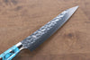 Yu Kurosaki Senko SG2 Hammered Petty-Utility 150mm Turquoise Handle - Seisuke Knife - Slide 3