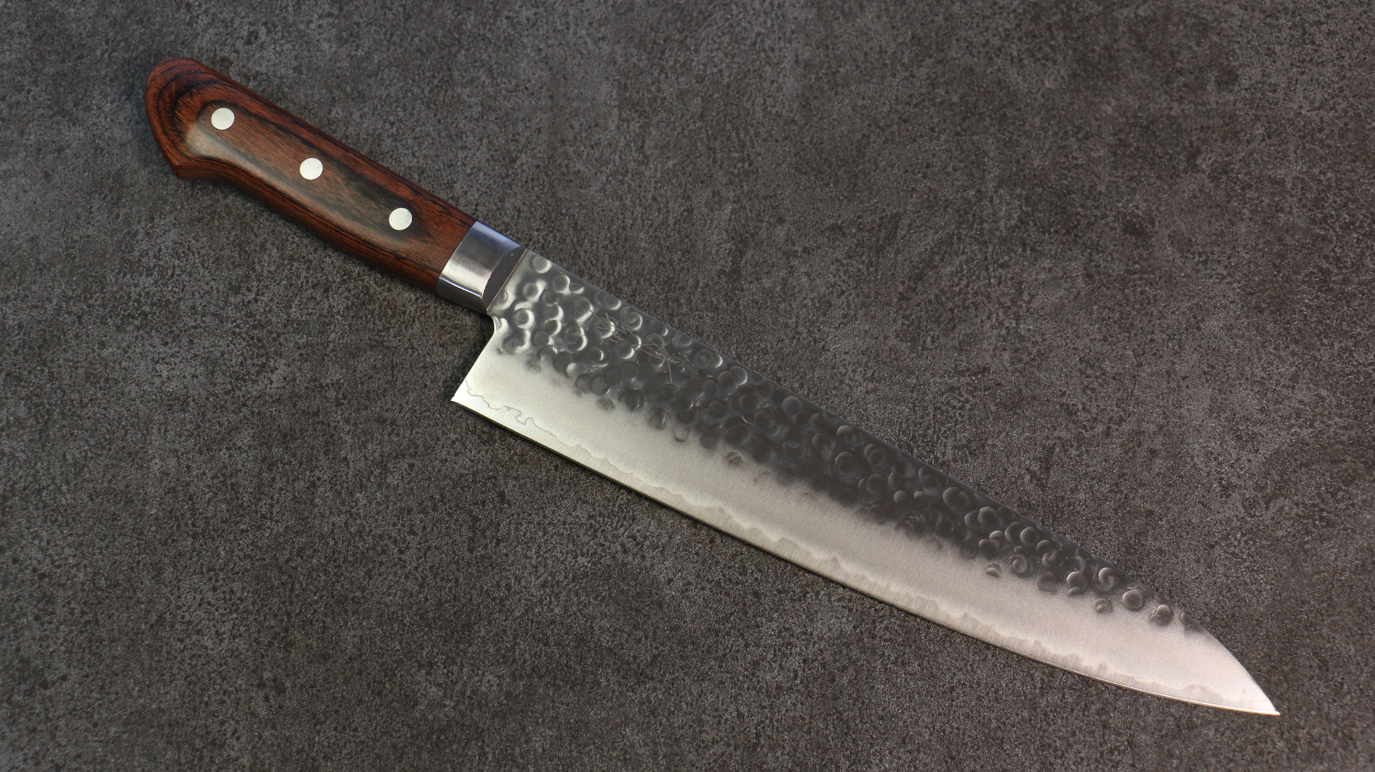 Seisuke Swedish Steel-stn Hammered Gyuto 240mm Mahogany Handle - Seisuke Knife