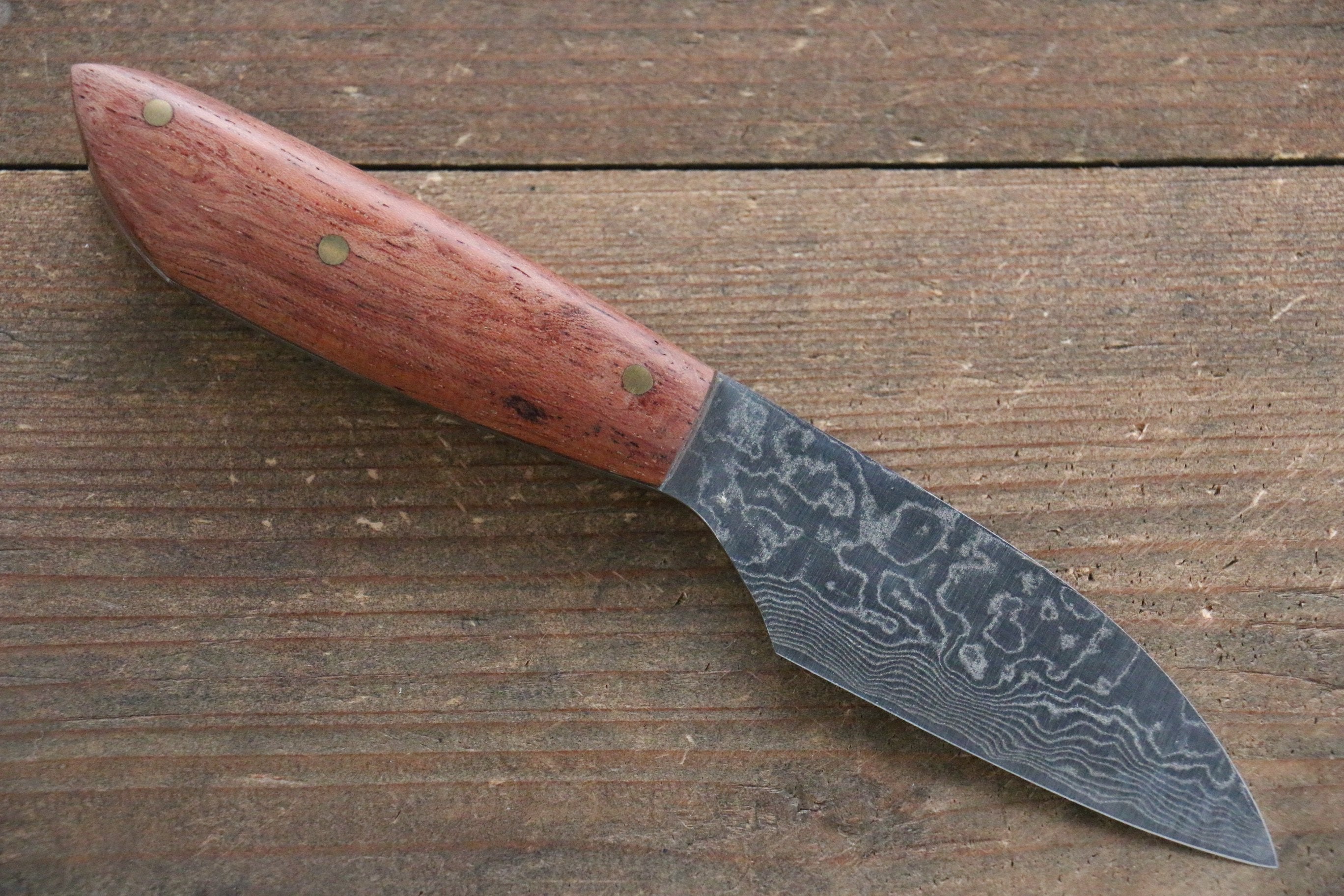 Shungo Ogata VG10 Damascus Mini Knife 60mm Bubinga Handle - Seisuke Knife