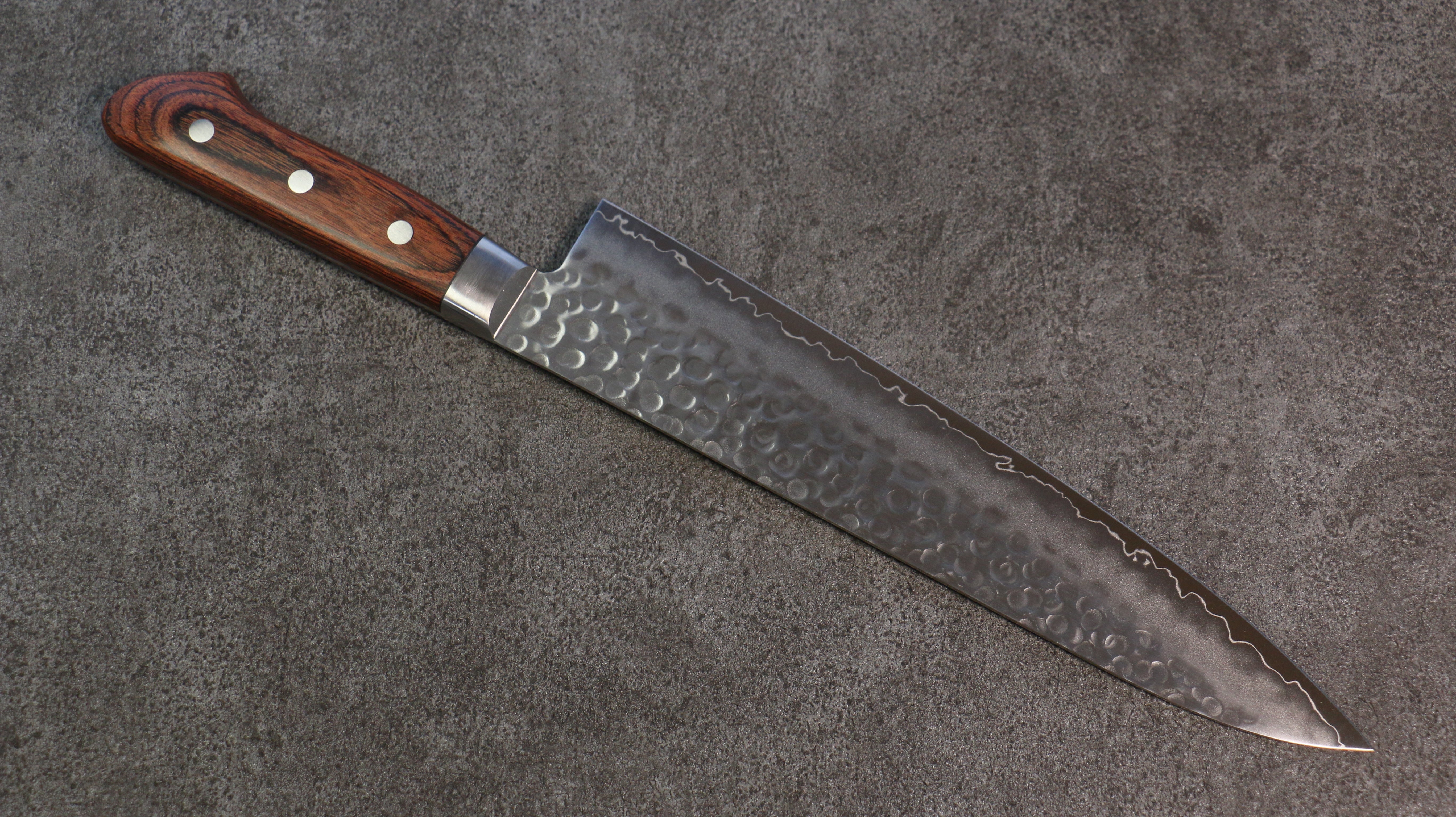 Seisuke Swedish Steel-stn Hammered Gyuto 240mm Mahogany Handle - Seisuke Knife