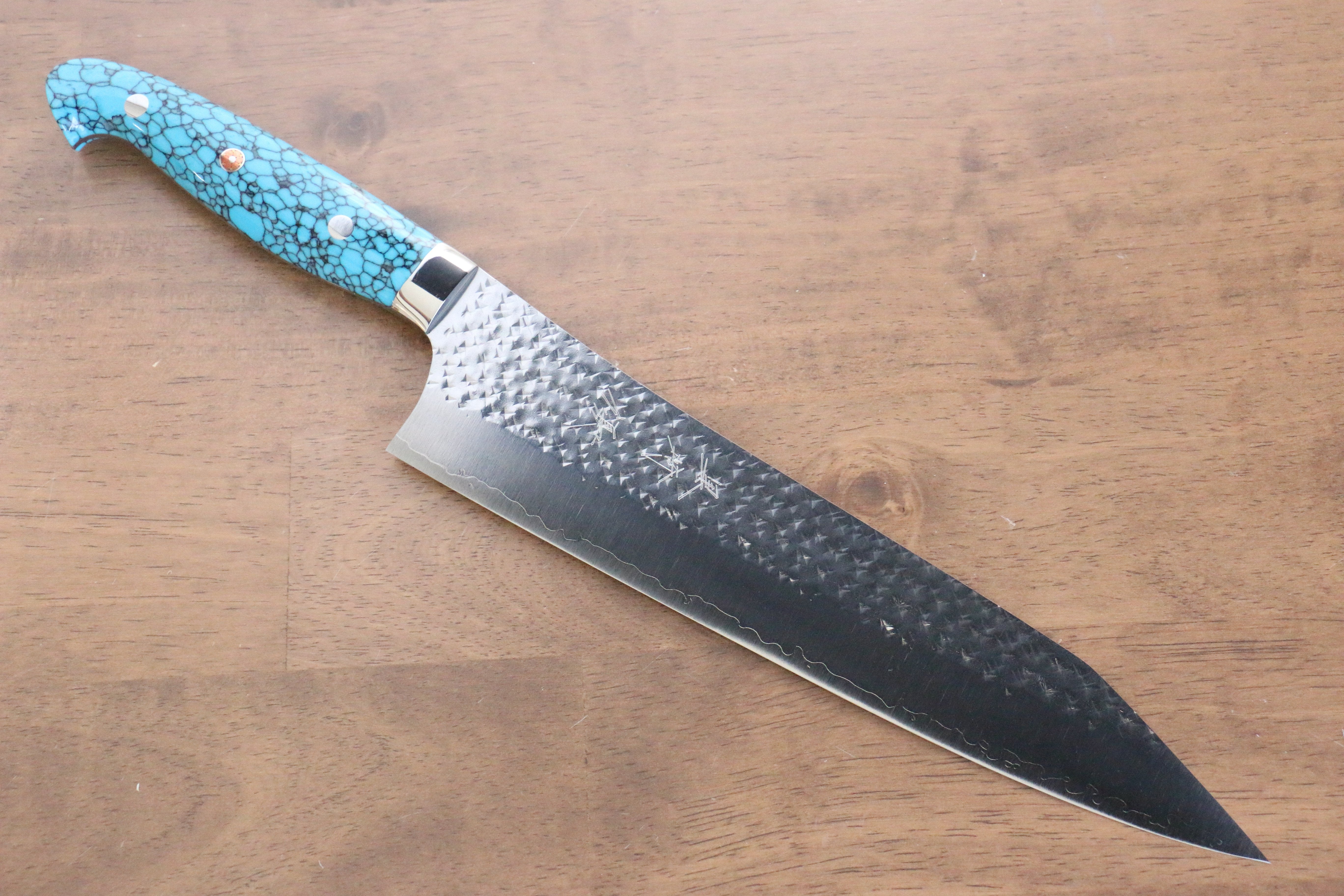 Yu Kurosaki Senko SG2 Hammered Gyuto 240mm Turquoise Handle - Seisuke Knife