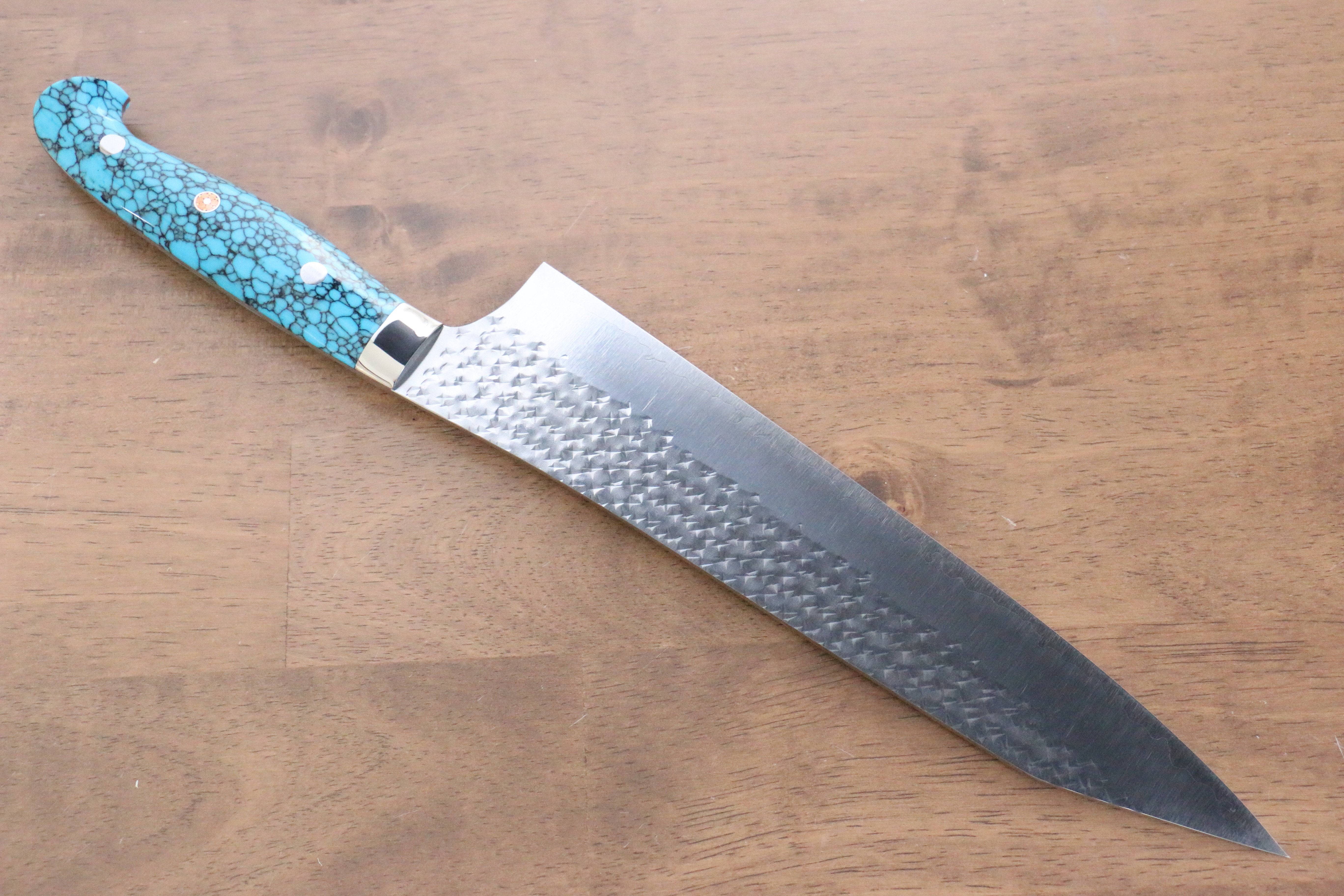 Yu Kurosaki Senko SG2 Hammered Gyuto 240mm Turquoise Handle - Seisuke Knife