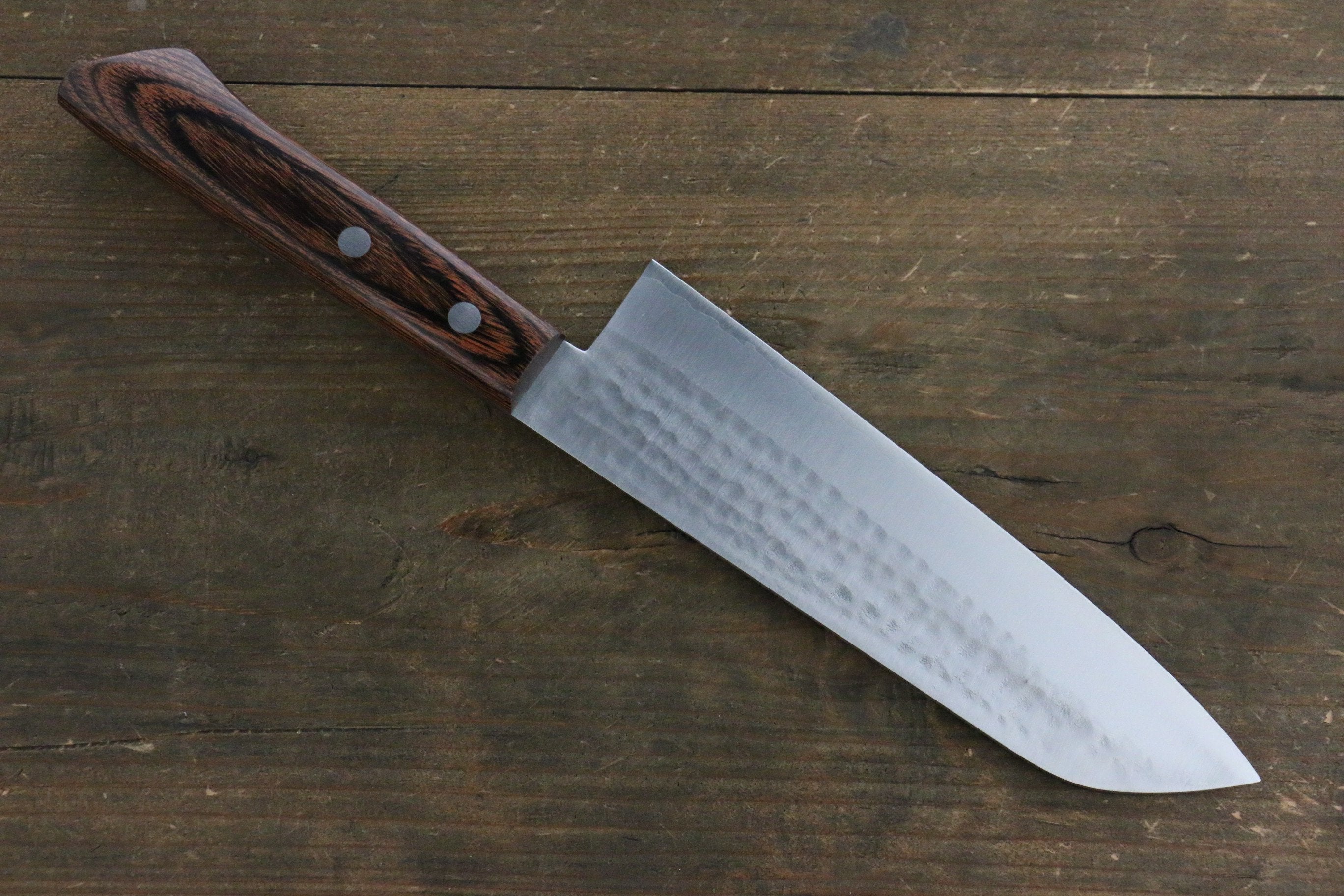Kunihira VG1 Hammered Santoku 170mm Mahogany Handle - Seisuke Knife