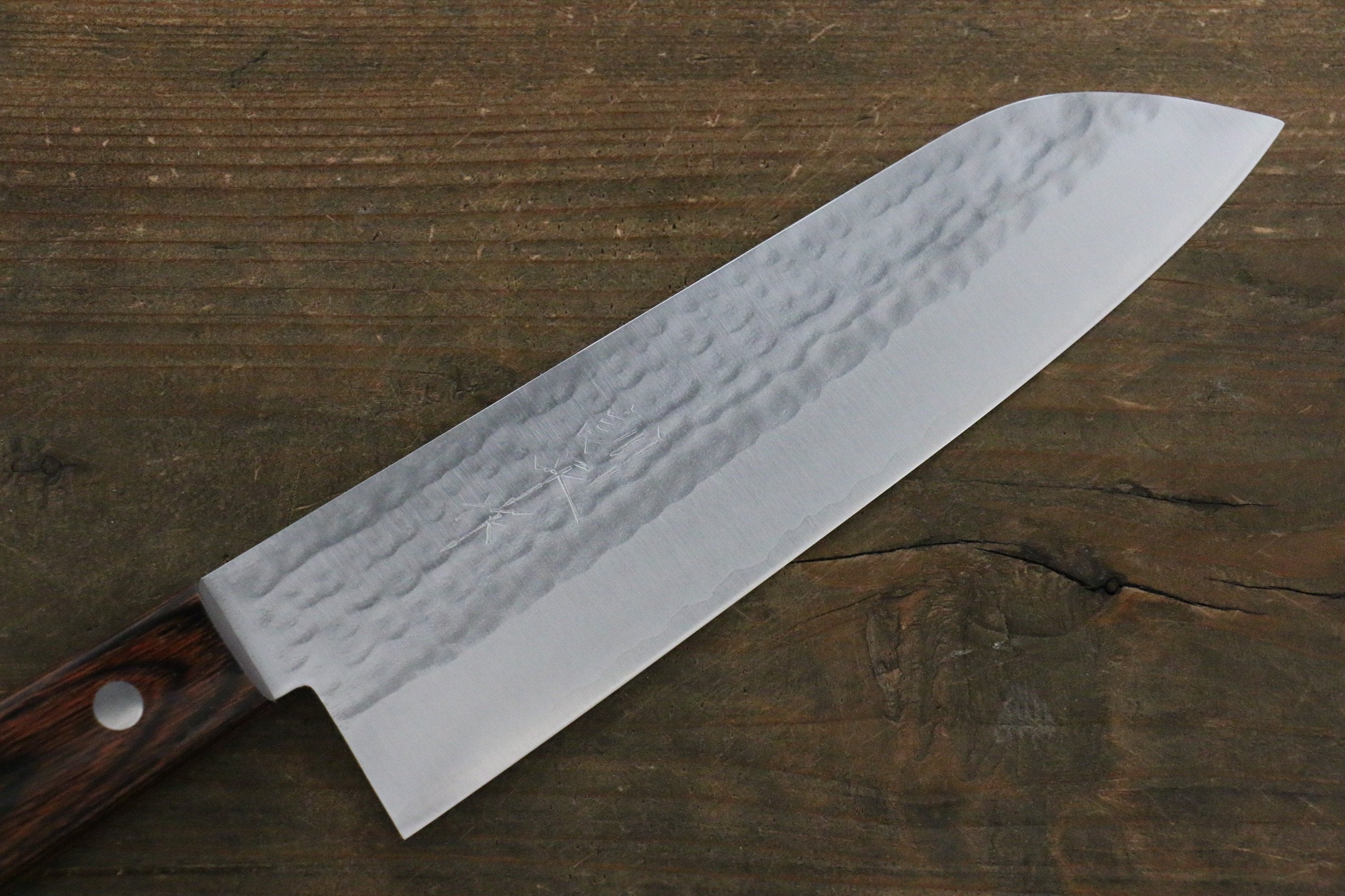 Kunihira VG1 Hammered Santoku 170mm Mahogany Handle - Seisuke Knife