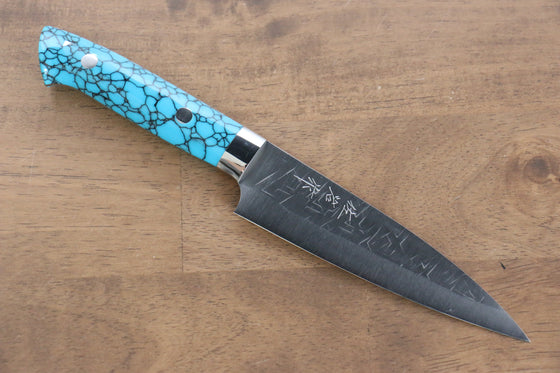 Takeshi Saji SRS13 Hammered Petty-Utility 130mm Blue Turquoise Handle - Seisuke Knife