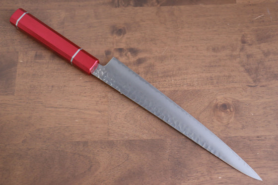 Sakai Takayuki VG10 33 Layer Damascus Sujihiki 240mm Live oak Lacquered (Kouseki) Handle - Seisuke Knife