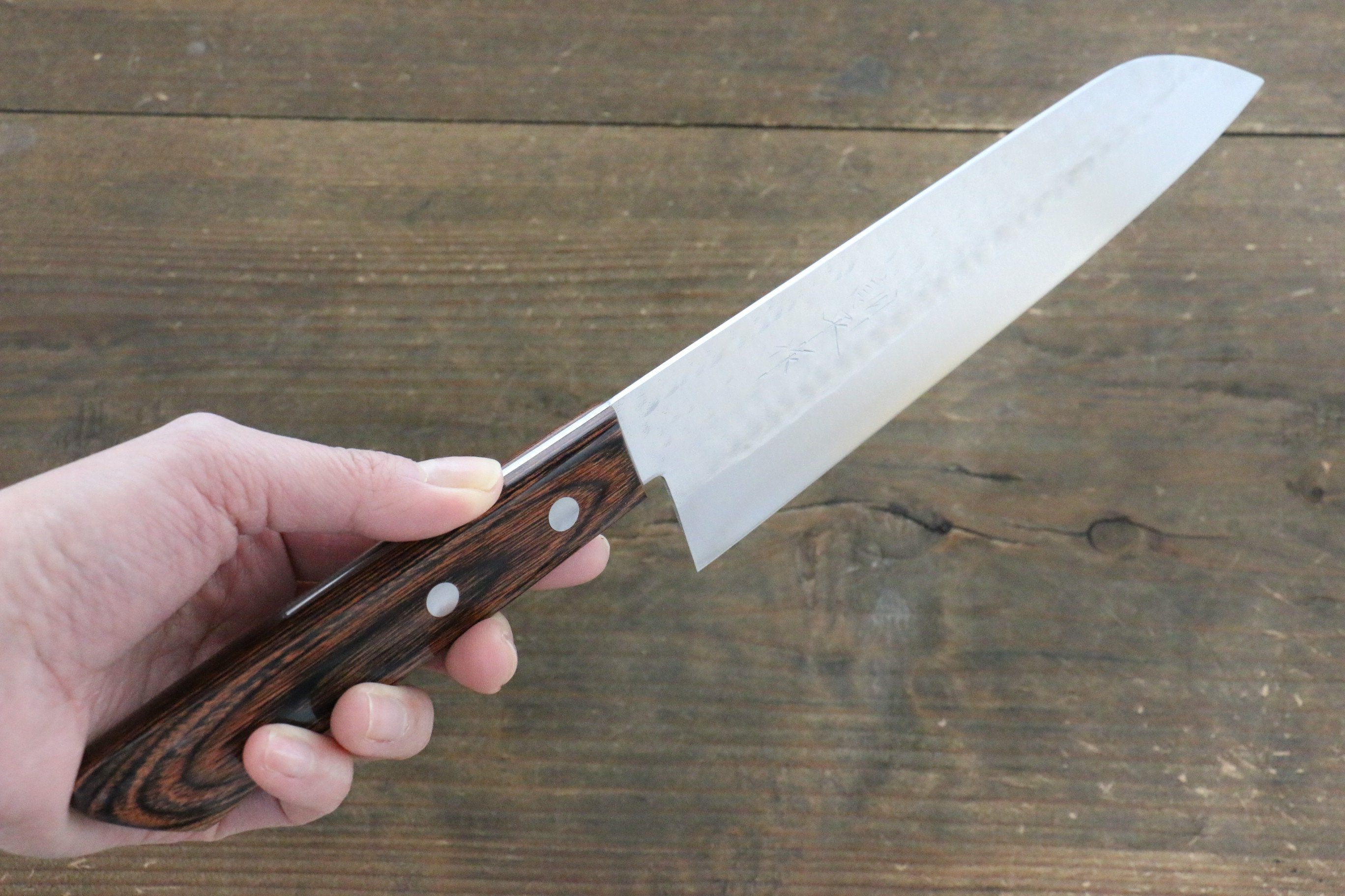 Kunihira VG1 Hammered Santoku 170mm Mahogany Handle - Seisuke Knife