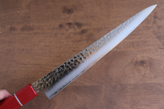 Sakai Takayuki VG10 33 Layer Damascus Sujihiki 240mm Live oak Lacquered (Kouseki) Handle - Seisuke Knife