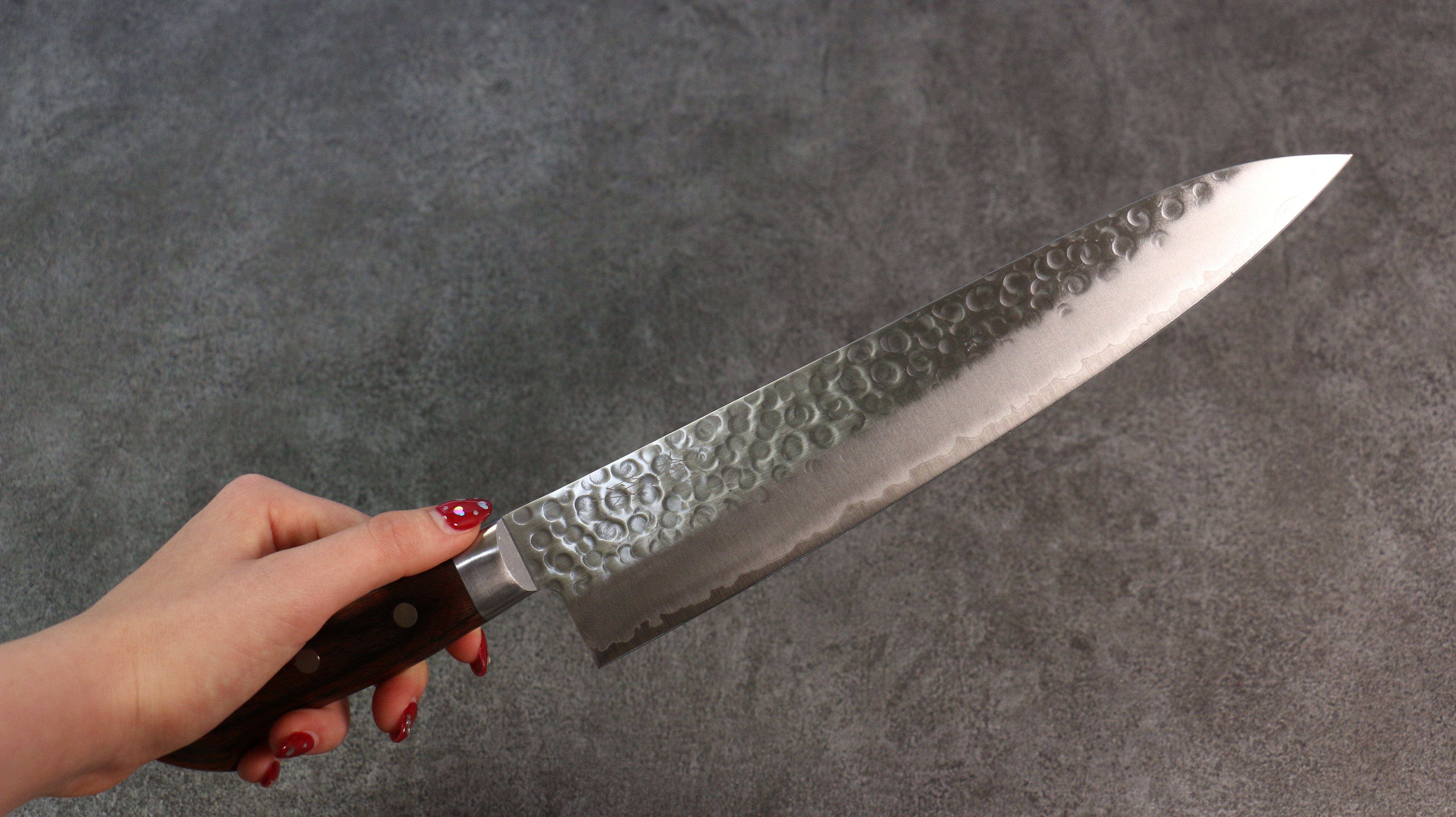 Seisuke Swedish Steel-stn Hammered Gyuto 240mm Mahogany Handle - Seisuke Knife