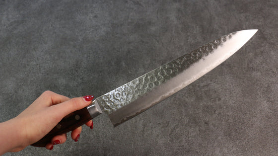 Seisuke Swedish Steel-stn Hammered Gyuto 240mm Mahogany Handle - Seisuke Knife