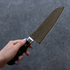 Seisuke ZA-18 Damascus Santoku 165mm Black Pakka wood Handle - Seisuke Knife