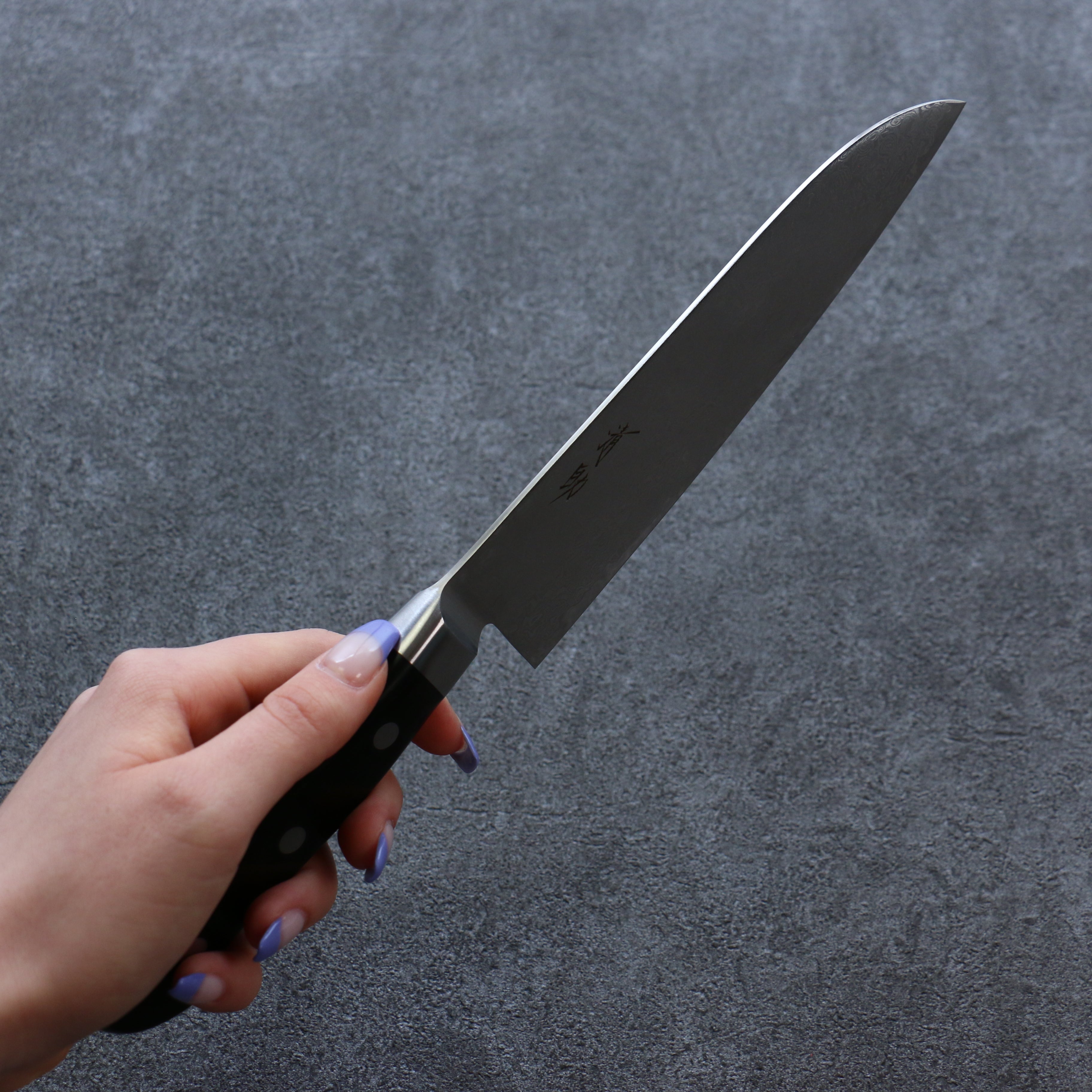 Seisuke ZA-18 Damascus Santoku 165mm Black Pakka wood Handle - Seisuke Knife