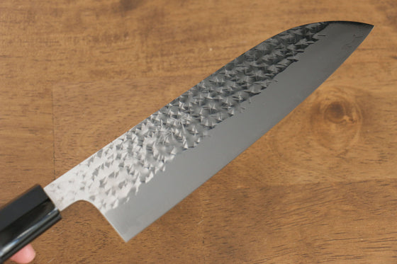 Yu Kurosaki Senko SG2 Hammered Dragon Chinkin Santoku 165mm Lacquered Handle with Sheath - Seisuke Knife