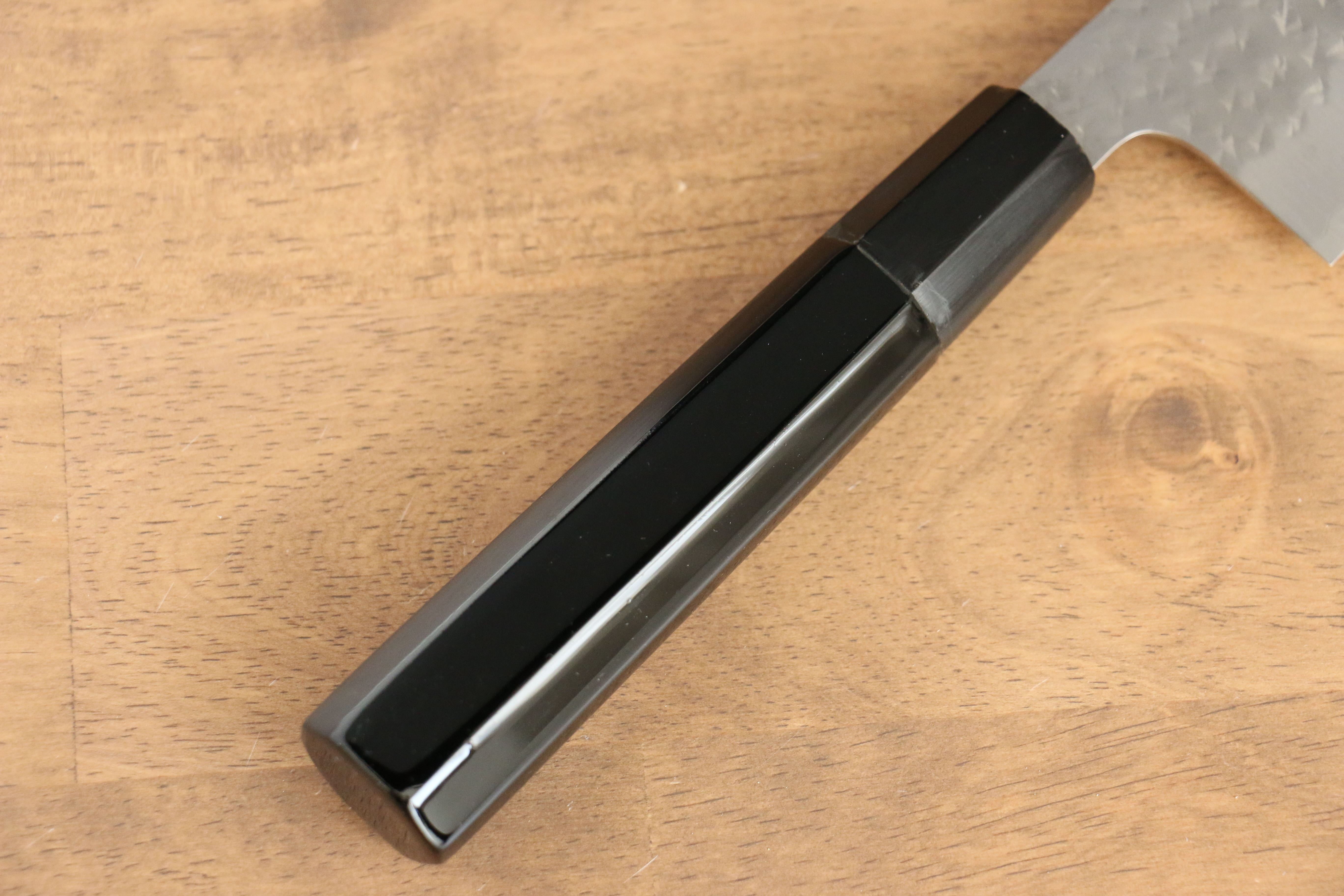 Yu Kurosaki Senko SG2 Hammered Dragon Chinkin Santoku 165mm Lacquered Handle with Sheath - Seisuke Knife