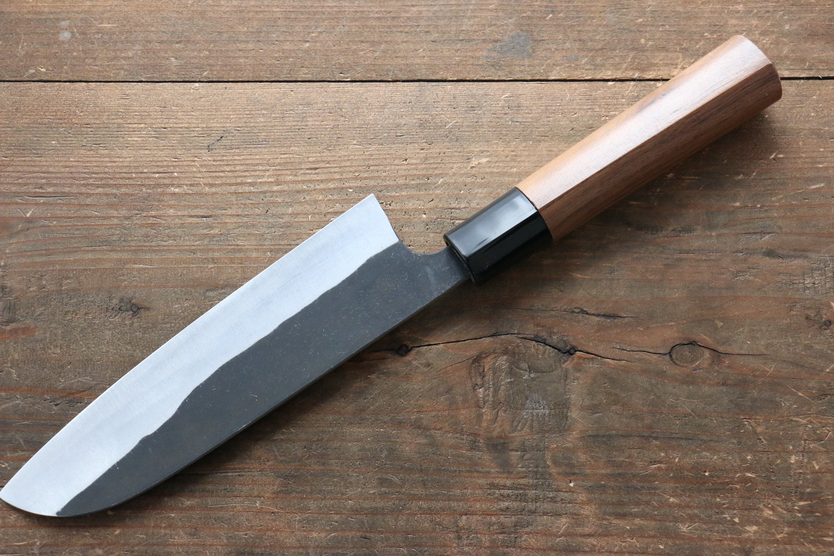 Shungo Ogata White Steel No.2 Black Finished Santoku 165mm Walnut Handle - Seisuke Knife