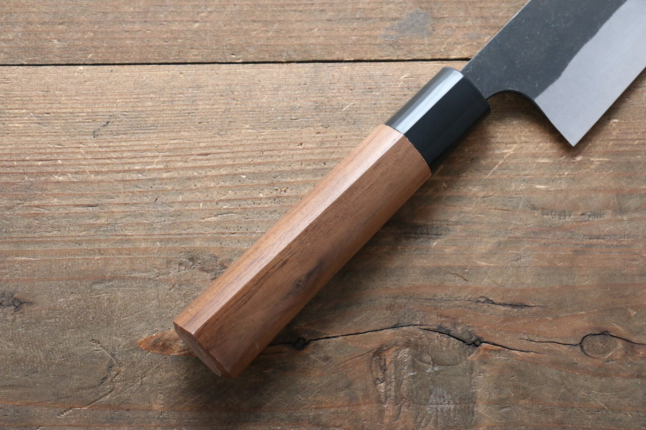 Shungo Ogata White Steel No.2 Black Finished Santoku 165mm Walnut Handle - Seisuke Knife