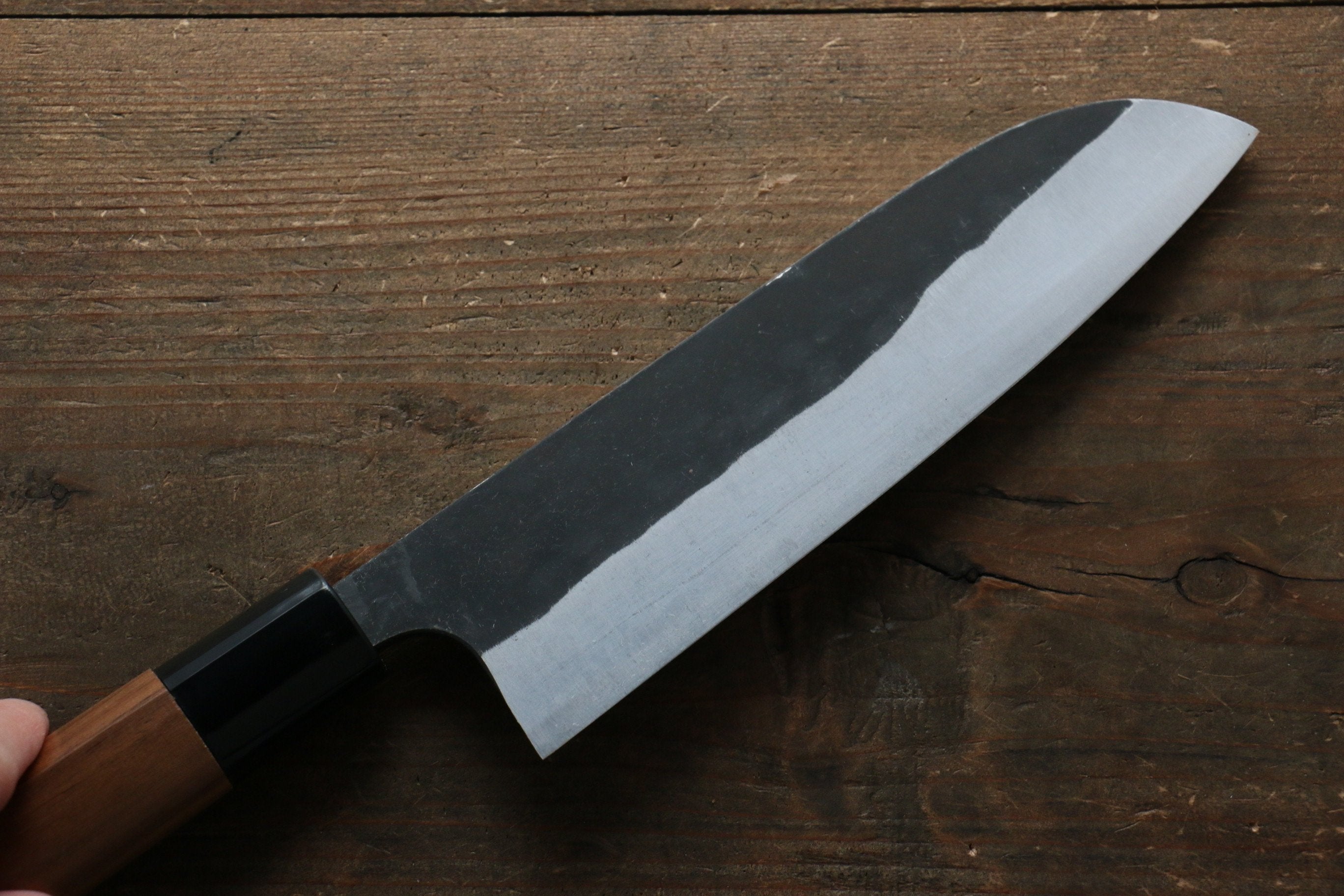 Shungo Ogata White Steel No.2 Black Finished Santoku 165mm Walnut Handle - Seisuke Knife