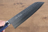 Kunihira VG1 Hammered Santoku 170mm Blue Pakka wood Handle - Seisuke Knife