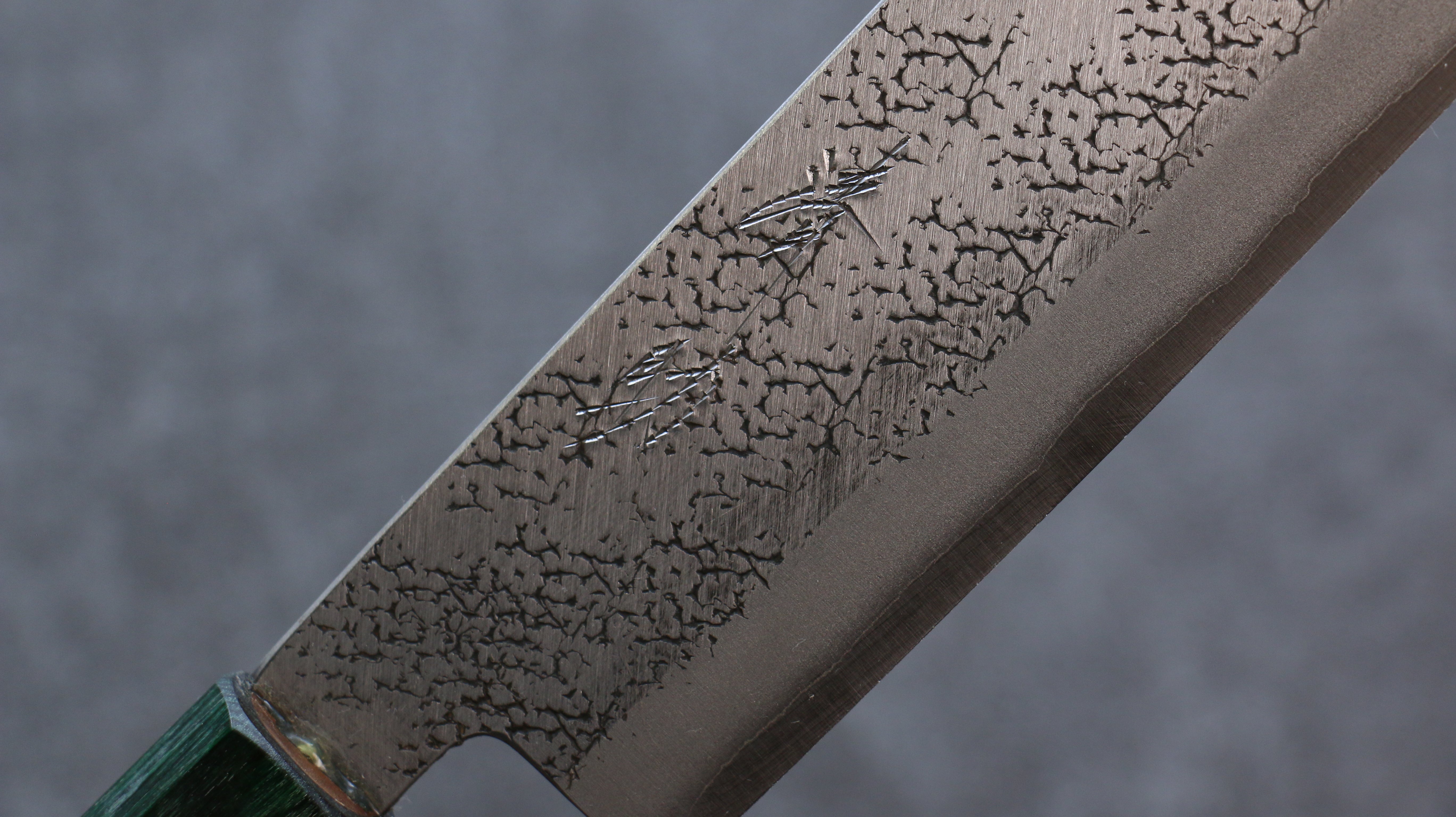 Seisuke Blue Super Hammered Nakiri 165mm Walnut (With Double Green Pakka wood) Handle - Seisuke Knife