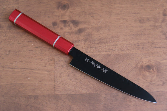 Sakai Takayuki Kurokage VG10 Hammered Teflon Coating Petty-Utility 150mm Live oak Lacquered (Kouseki) Handle - Seisuke Knife