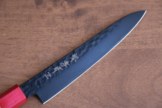 Sakai Takayuki Kurokage VG10 Hammered Teflon Coating Petty-Utility 150mm Live oak Lacquered (Kouseki) Handle - Seisuke Knife