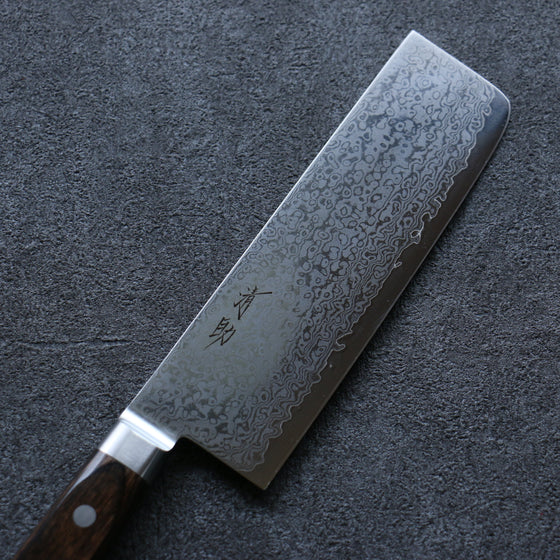 Seisuke VG10 33 Layer Damascus Nakiri 165mm Brown Pakka wood Handle - Seisuke Knife