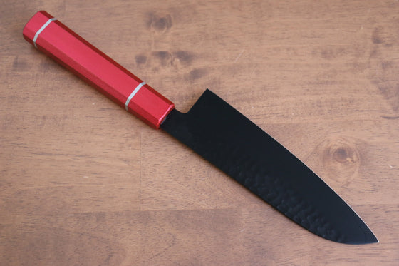 Sakai Takayuki Kurokage VG10 Hammered Teflon Coating Santoku 170mm Live oak Lacquered (Kouseki) Handle - Seisuke Knife