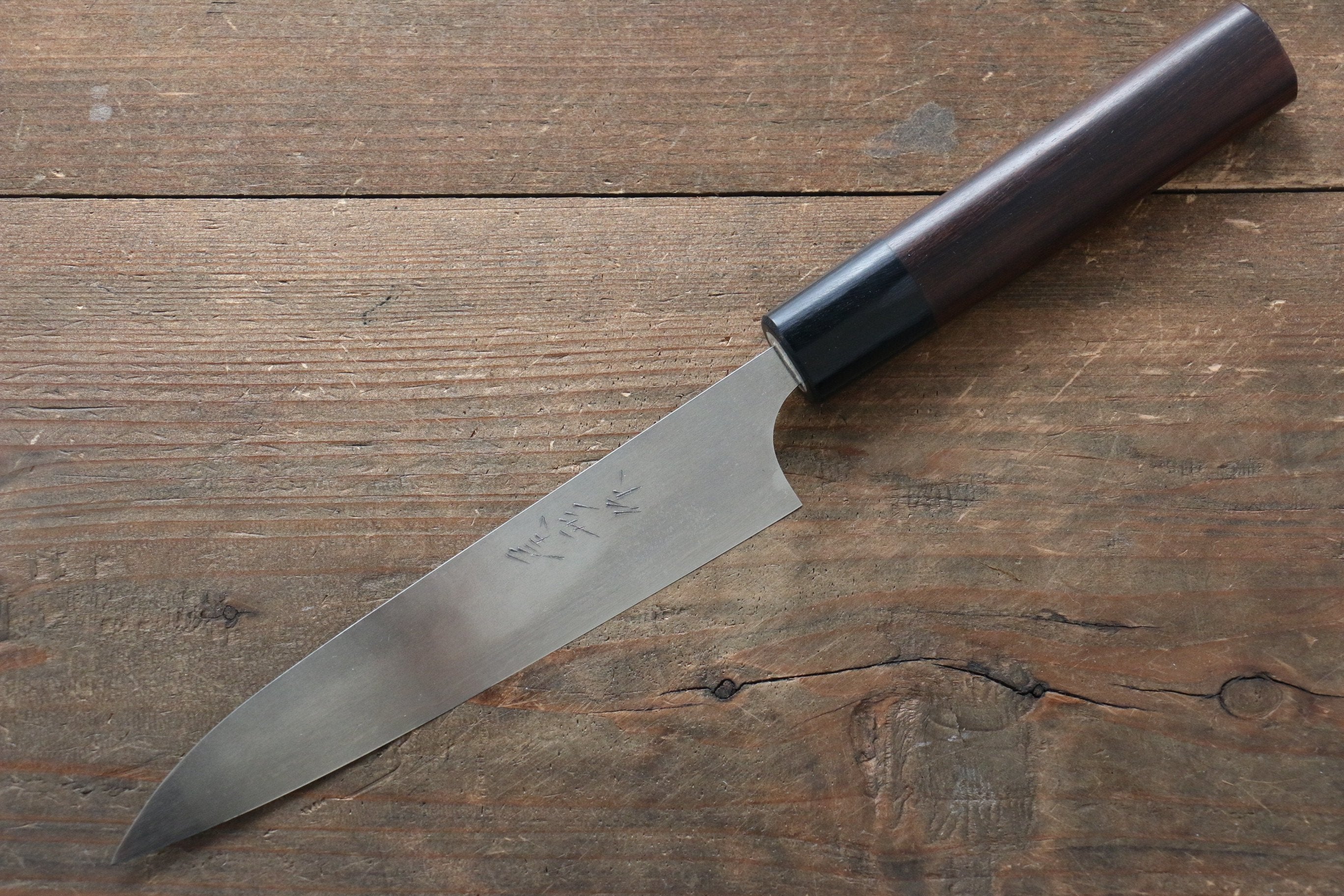 Shungo Ogata Silver Steel No.3 Damascus Petty-Utility 150mm Shitan Handle - Seisuke Knife