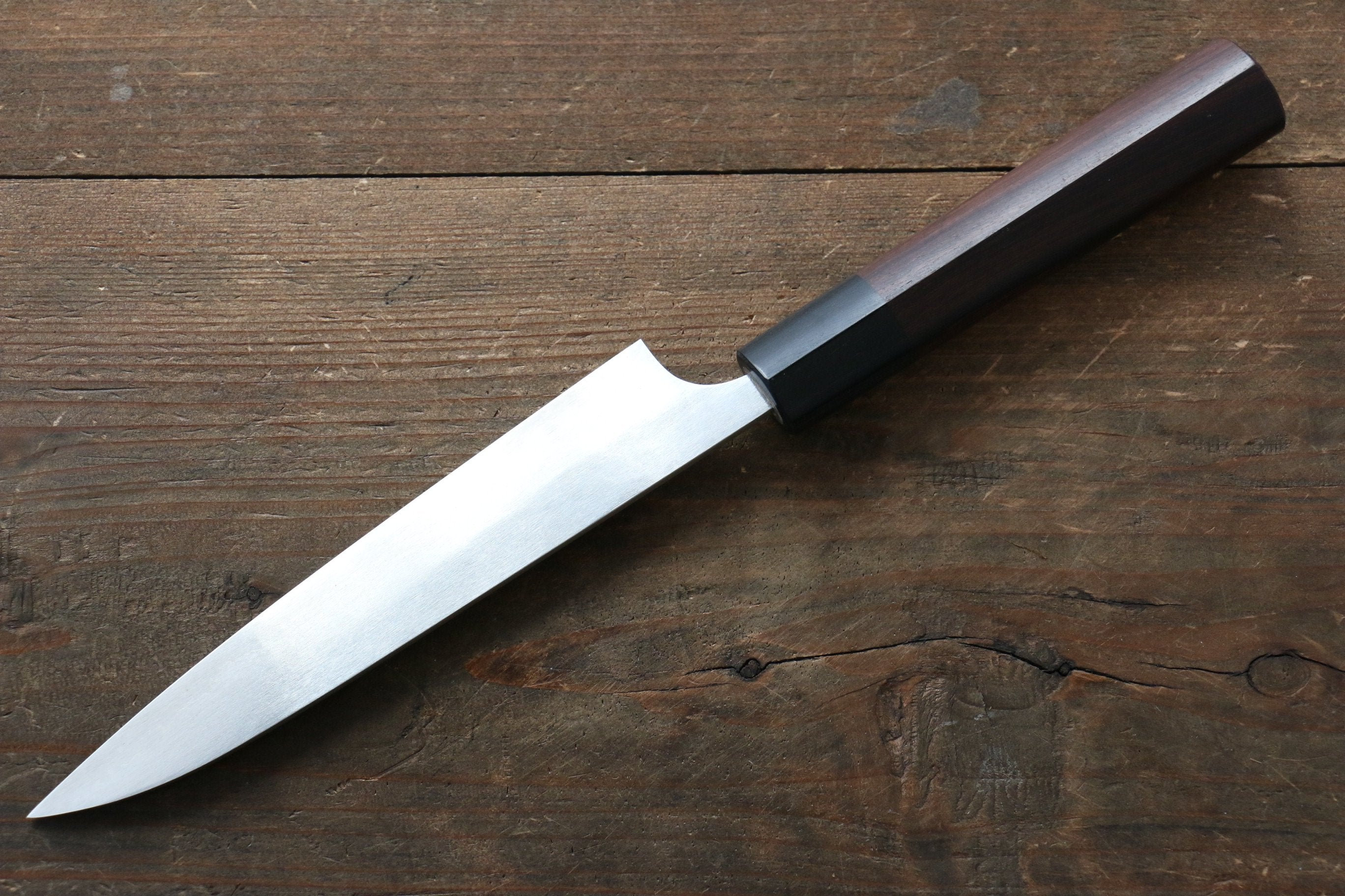 Shungo Ogata Silver Steel No.3 Damascus Petty-Utility 150mm Shitan Handle - Seisuke Knife