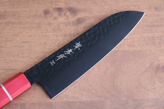 Sakai Takayuki Kurokage VG10 Hammered Teflon Coating Santoku 170mm Live oak Lacquered (Kouseki) Handle - Seisuke Knife