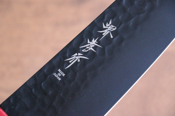 Sakai Takayuki Kurokage VG10 Hammered Teflon Coating Santoku 170mm Live oak Lacquered (Kouseki) Handle - Seisuke Knife