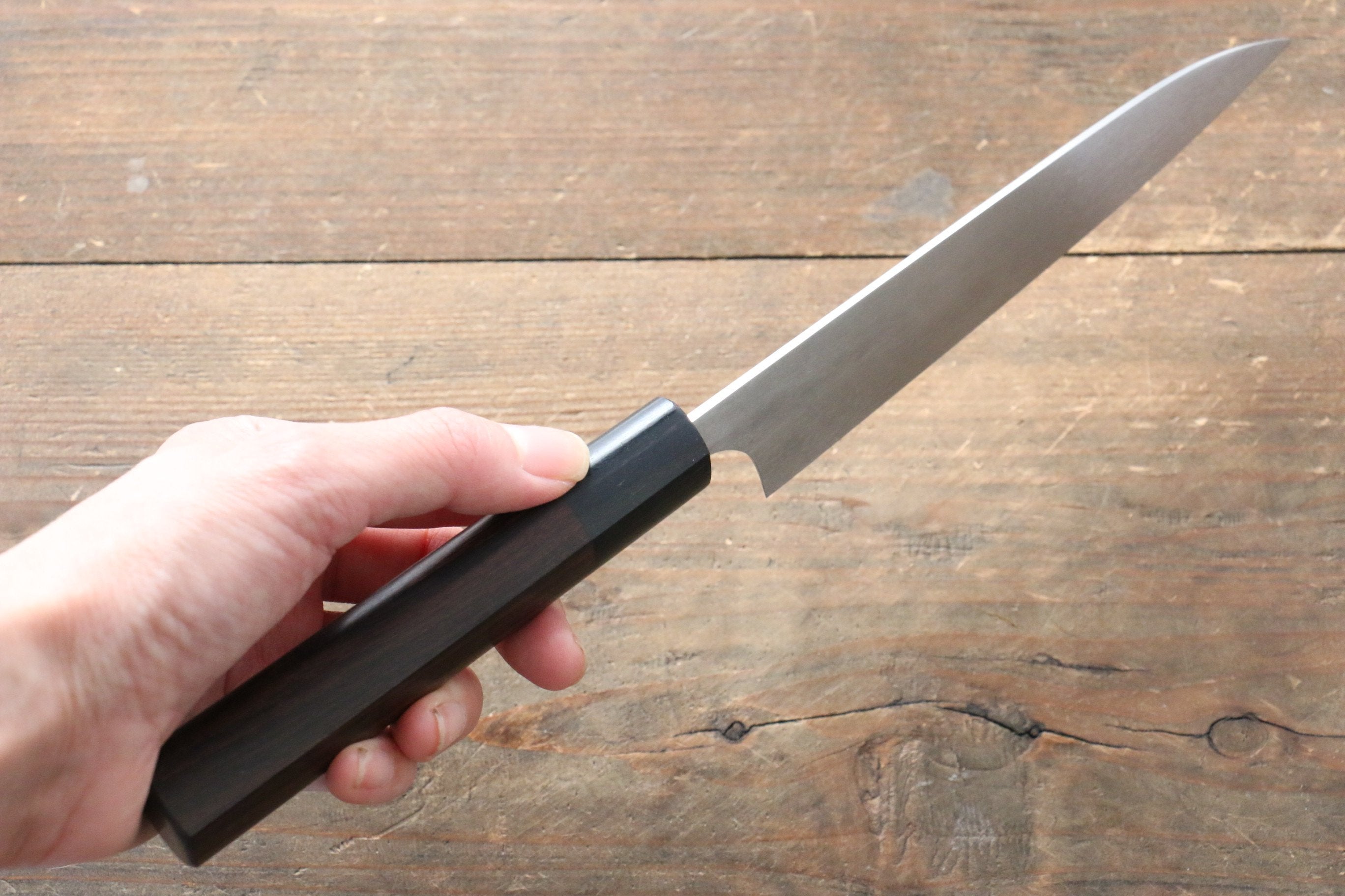 Shungo Ogata Silver Steel No.3 Damascus Petty-Utility 150mm Shitan Handle - Seisuke Knife