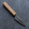 Seisuke Tsukikage AUS10 Migaki Finished Hammered Damascus Petty-Utility 80mm Oak Handle - Seisuke Knife