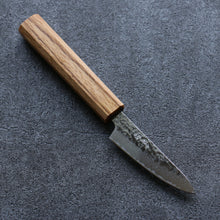  Seisuke Tsukikage AUS10 Migaki Finished Hammered Damascus Petty-Utility 80mm Oak Handle - Seisuke Knife