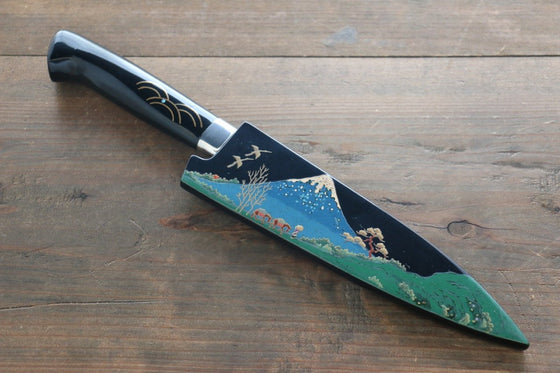 Takeshi Saji Maki-e Art Blue Steel No.2 Colored Damascus Petty-Utility 150mm Lacquered Handle - Seisuke Knife