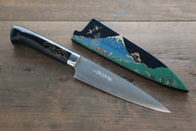  Takeshi Saji Maki-e Art Blue Steel No.2 Colored Damascus Petty-Utility 150mm Lacquered Handle - Seisuke Knife