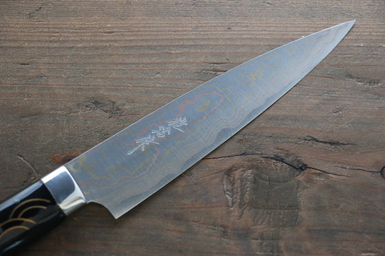 Takeshi Saji Maki-e Art Blue Steel No.2 Colored Damascus Petty-Utility 150mm Lacquered Handle - Seisuke Knife