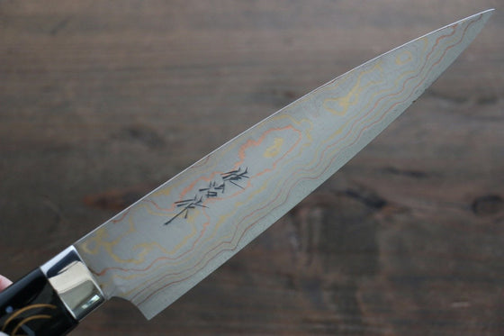 Takeshi Saji Maki-e Art Blue Steel No.2 Colored Damascus Petty-Utility 150mm Lacquered Handle - Seisuke Knife