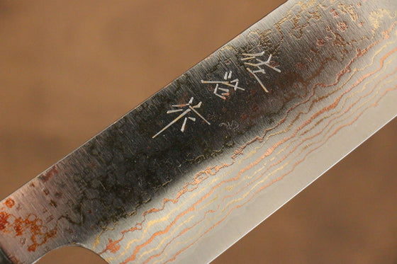 Takeshi Saji VG10 Colored Damascus Sujihiki 270mm Ebony with Ring Handle - Seisuke Knife