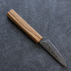 Seisuke Tsukikage AUS10 Migaki Finished Hammered Damascus Petty-Utility 80mm Oak Handle - Seisuke Knife