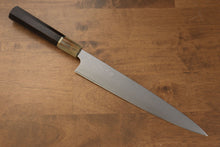  Takeshi Saji SG2 Mirrored Finish Damascus Sujihiki 240mm Ebony with Ring Handle - Seisuke Knife