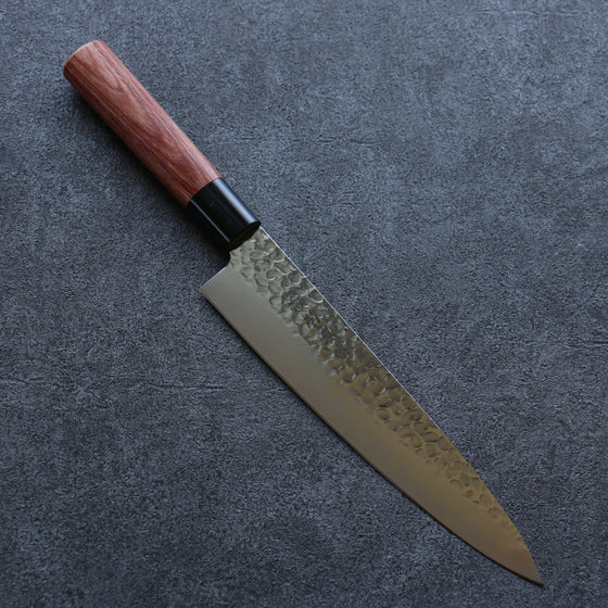 Kanetsune DSR-1K6 Hammered Gyuto 210mm Red Pakka wood Handle - Seisuke Knife