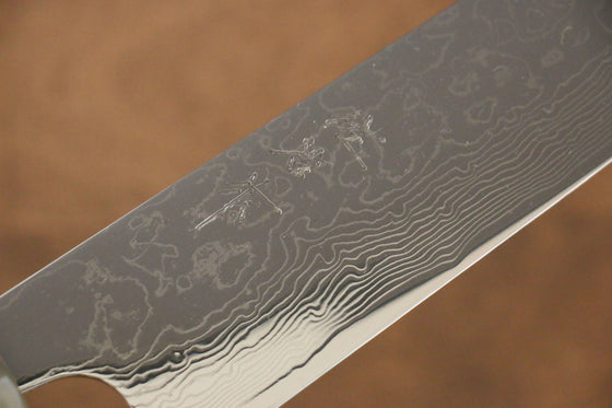 Takeshi Saji SG2 Mirrored Finish Damascus Sujihiki 240mm Ebony with Ring Handle - Seisuke Knife