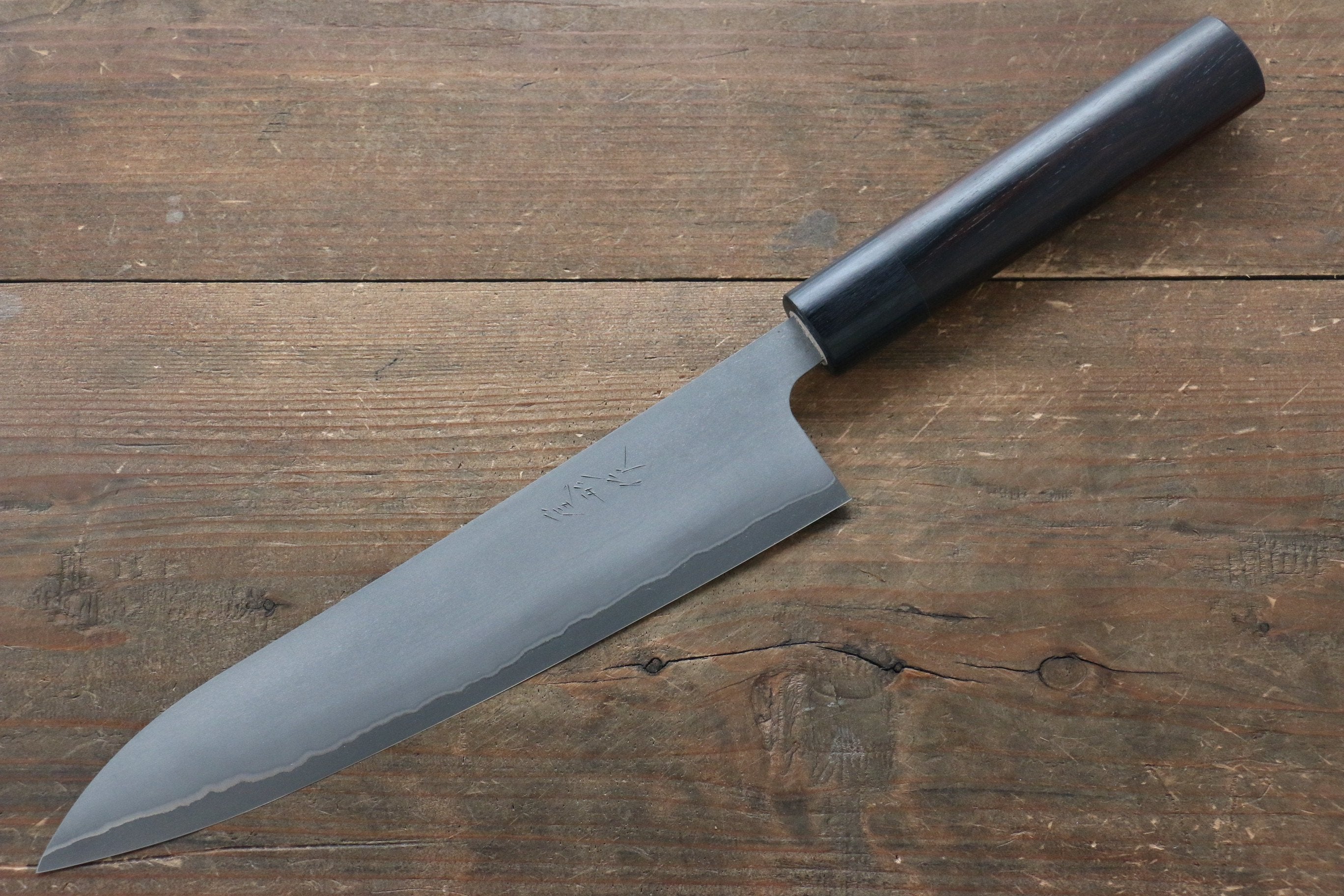 Shungo Ogata Silver Steel No.3 Damascus Black Finished Gyuto 210mm Shitan Handle - Seisuke Knife