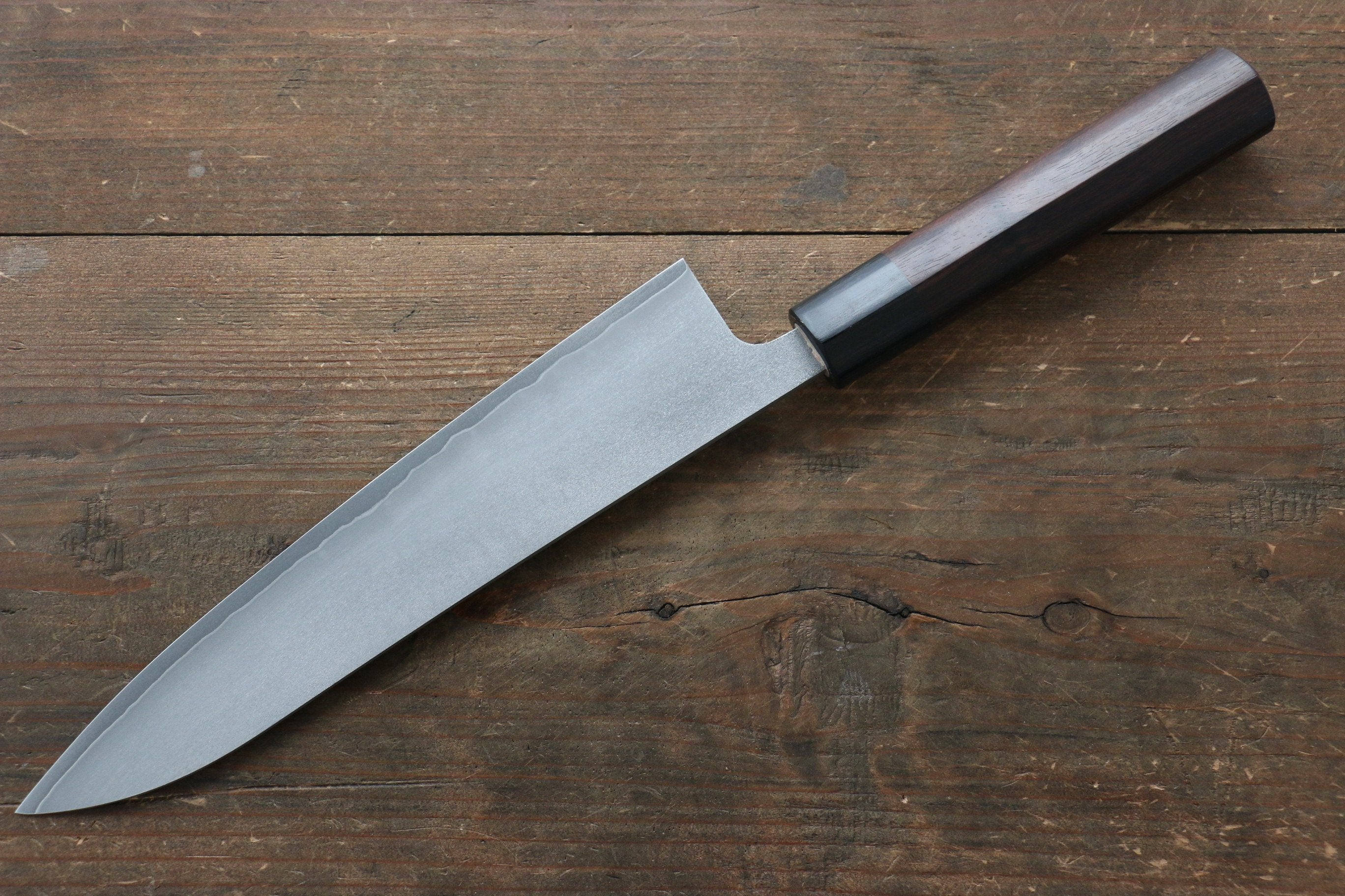 Shungo Ogata Silver Steel No.3 Damascus Black Finished Gyuto 210mm Shitan Handle - Seisuke Knife