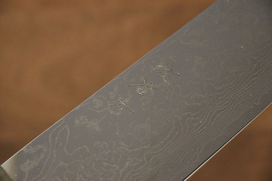 Takeshi Saji SG2 Mirrored Finish Damascus Gyuto 210mm Ebony with Ring Handle - Seisuke Knife